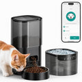 Automatic Cat Feeder and Water Fountain 2-in-1, Smart Timed Cat Food Dispenser with 2.4G WiFi APP Control, Automatic Dog Feeder and Water Dispenser with 10s Voice Recorder for Cats Small Dogs