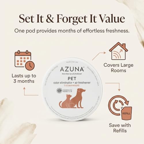 Azuna Pet Odor Eliminator for Strong Odor Gel | Plant Powered Australian Tea Tree Oil | Dog and Cat Room Deodorizer | Child and Pet Safe Air Fresheners for home | Cedarwood Scent | 8oz Pod