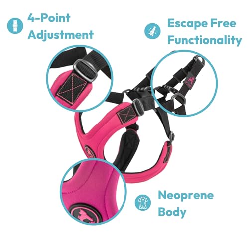 Gooby Escape Free Sport Harness - Red, Medium - No Choke Step-in Patented Neoprene Small Dog Harness with Four-Point Adjustment - Perfect on The Go Dog Harness for Medium Dogs No Pull and Small Dogs