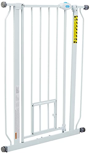 Carlson 36" Extra Tall Walk Through Dog Gate for Doorways & Bottom of Stairs, Metal Pet Gate with Small Pet Door, Expands 29.5”–36.5”, White