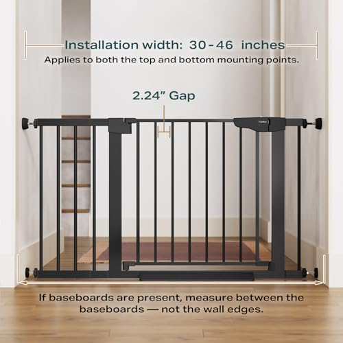Cumbor 30-46" Baby Gate for Stairs, Mom's Choice Awards Winner-Auto Close Dog Gate for The House, Gifts for Mom, Easy Install Pressure Mounted Pet Gates for Doorways, Black