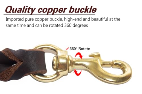 LWBMG Leather Dog Leash 6ft x 3/4 inch, Heavy Duty Genuine Leather Braided Dog Training Leash, Soft and Strong Pet Lead for Large, Medium, Small Dogs