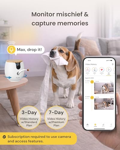 Furbo Mini 360° [Subscription Required] New 2K QHD Pet Camera - Unlock w/Paid Plan: Dog & Cat Safety Alerts, Rotating Treat Toss, 2-Way Speaker (Low Risk, 3mo Min. Cancel Anytime)