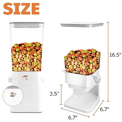 P-ZOONPE Dog Food Storage Container, 5-7 lb Pet Food Storage Containers, Downward-pressing Large Outlet Suitable for Dog, Cat, Bird Dispenser, White