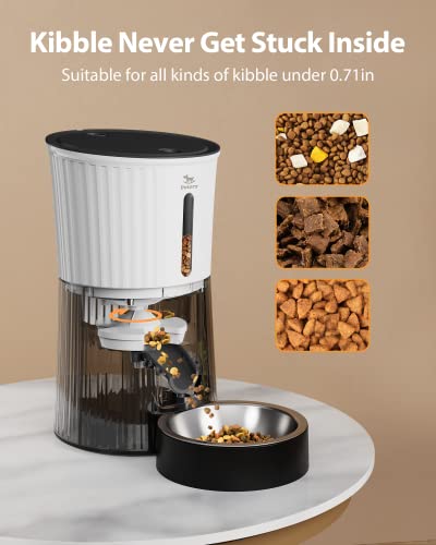 Petory Timed Automatic Cat Feeders - 4L Programable Dry Food Dispenser for Cats and Small Medium Dogs 6 Meals with Desiccant Bag Dual Power Supply 10S Voice Recorder