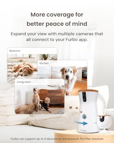 Furbo 360° Dog Camera + Mini [New Subscription Required at Setup] 2-Camera Bundle Nanny Pro Subscription: Dog Safety & Home Security Alerts, Pet Camera with Speaker, Phone App & Night Vision