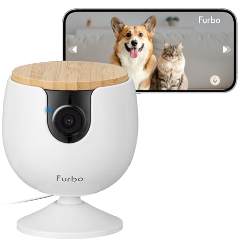 Furbo Mini Pet Camera: Security Cam w/Barking/Meowing Alerts, Cat or Dog Tracking w/Phone App, Smart Home Indoor Monitoring, 2-Way Speaker. No Subscription Needed. Standard See, Talk & Toss Features