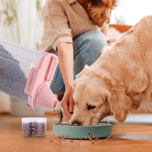 SenseYo 2.5lb Pet Food Storage Container with Measuring Cup, 3L Cat Food Storage Container Dog Food Storage BPA Free for Small Dog, Cat, Bird (Pink)