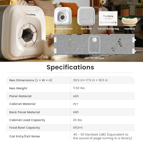 PawSwing Cat Self Groomer Neo with 360° Skin Friendly Brush Self Cleaning Automatic Fur Collection Grooming House for Hairball Control and Shedding Relief Autocomb Cat Auto Grooming Box for All Cats