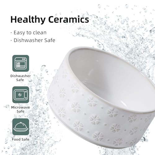 Havniva 6.1" Elevated Dog Bowls Ceramic Raised Dog Bowl with Non-Slip Stand (Acacia Wood) Two Height Options, Dog Food & Water Bowl for Small & Medium Breed Dogs - 3.4 Cups 27 oz