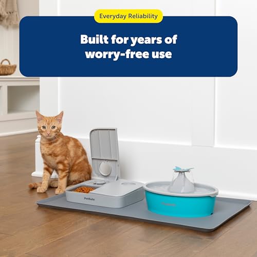 PetSafe Fountain and Feeder Mat, for Dogs and Cats, Silicone Food and Water Placemat, 26 in X 16 in, Waterproof, Dishwasher Safe, Pet Food Mat with Lip