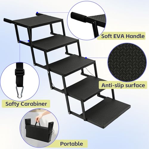 Dog Steps for Car and Truck,25.6" H Foldable Dog Stairs for Large Dogs, Lightweight Pet Stairs Supports Up to 350 lbs, 5 Steps