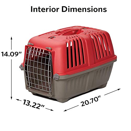 MidWest Homes for Pets Spree Travel Carrier - Hard-Sided Dog & Cat Carrier, Small Pet Travel Crate with Handle, Ventilated Design, Easy Assembly, 24-Inch, Blue