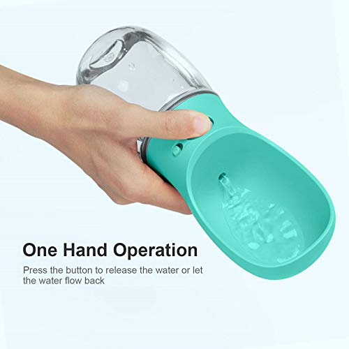DEYACE Dog Water Bottle, Leak Proof Portable Pet Water Bottles for Dogs, Puppy Water Dispenser with Drinking Feeder for Travel (Teal 12oz)