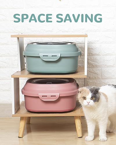 DDMOMMY 30-35 Lbs Dog Food Storage Container Collapsible Dog Food Container with Airtight Lids, Wheels, Scoop and 2pcs Food Storage Containers, Large Pet food storage for Dog, Cat (Green)