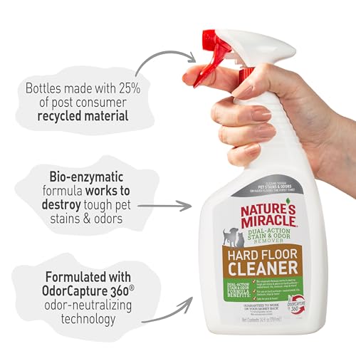 Nature's Miracle Hard Floor Cleaner, 24 Ounces, Dual-Action Stain and Odor Remover Works to Remove Tough Pet Stains and Odors On Sealed Wood and Hard Floor Surfaces