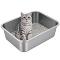 Idymere Stainless Steel Litter Box with High Sided, Metal Cat Litter Box, Odor-Free, Non-Stick Litterbox Pan, Easy to Clean Pet Supplies Toilet Tray for Indoor Cats, Kittens or Multicat Homes