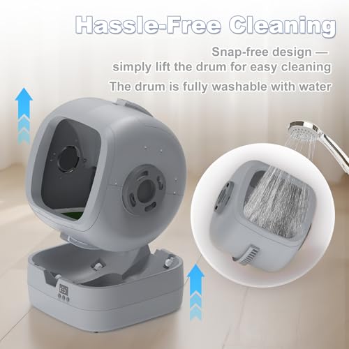 UPFAS Automatic Cat Litter Box Self Cleaning - APP Control - Weight Monitoring - Ultra-Quiet, Medium Cats and Kittens Litter Box, Safe Anti-Pinch【Assembly Required】- Grey