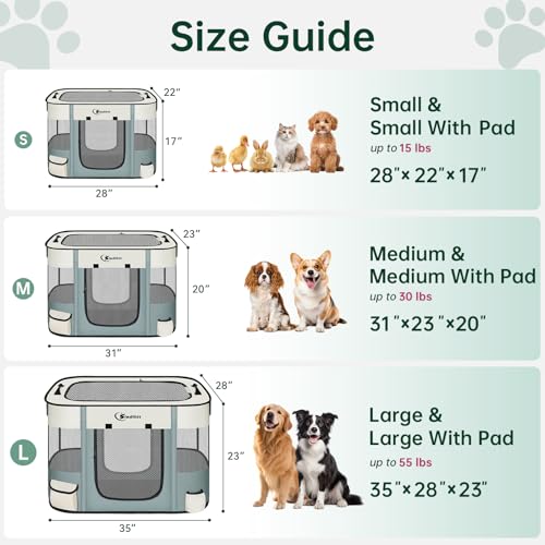 Dog Playpen,Cat Pet Puppy Pen,Portable Playpens for Dogs Indoor Outdoor Travel Camping Use,Foldable Dog Kennel Tent Crate for Rabbit Small Animals with Carrying Case (Grey, Small)