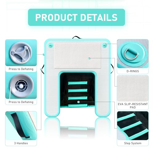 GZYSINFLA Inflatable Large Dog Water Ramp Float Floating Ramp-Swimming Pets Up to 200 Pounds Large Dogs-Inflatable Stairs for Boats, Docks, with Pump/Rope/Repair Kit - PVC Anti-Slip Fabric