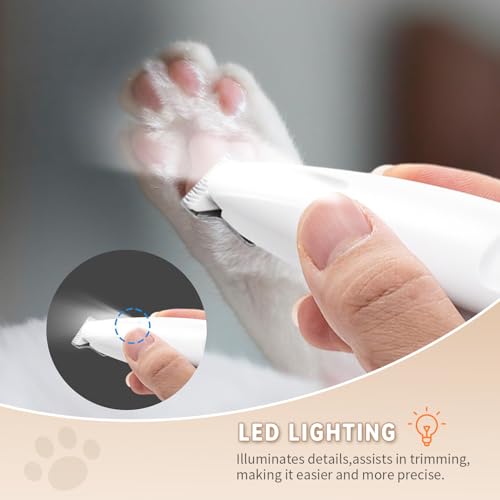 MOONEON 2026 New Pet Precision Trimmer, Dog Paw Trimmer with LED Light, Low Noise, IP68 Waterproof, Dual-Speed Motor, Suit for Trimming Paw, Ear, Face, Butt, Eyebrows, USB Rechageble