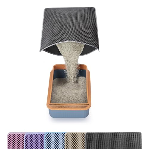 Cat Litter Mat Litter Trapping Mat,Cat Litter Box Mat for Floor 32"x22", 2 Layer Llitterbox Mats for Pet kitty,Litter Rug Catcher,Waterproof Urine Proof, Clean Easily, Collapsable, Medium