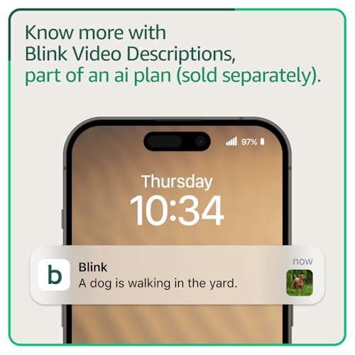 Blink Outdoor 4 – Wireless smart security camera, two-year battery life, 1080p HD day and infrared night live view, two-way talk. Sync Module Core included – 3 camera system