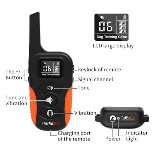 PaiPaitek No Shock Dog Training Collar with Remote 3300ft Range, Strong Vibrating Dog Collar Beep and Vibrate Only, Waterproof & Rechargeable Vibration Collar for Small Medium Large Dogs - No Prongs