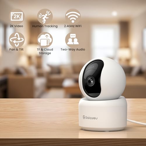 GALAYOU 2K Indoor Cameras for Home Security-Baby/Pet/Dog/Cat Monitor with Phone APP, Wi-Fi Camera with 360° PTZ, Wired Plug, Two-Way Talk Nanny Cam, Easy Set Up, 24/7 TF Card&Cloud Storage, G2 4Pack