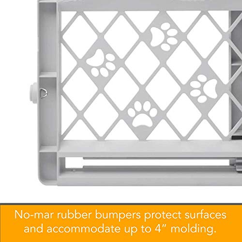 MYPET North States Paws Portable Pet Gate: 26-40" Wide. Pressure Mount. No Tools Needed. Made in USA. Dog Gate 23" Tall, Expandable, Durable Dog Gates for Doorways, Light Gray