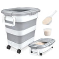 Komzon Rice Storage Container, Collapsible Airtight 10-40 Lb Rice Storage Container, 25lb Pet Dog Food Storage Container, Rice Dispenser Bin with Cup and Scoop for Flour Cereal Pasta Grain, Cat Bird