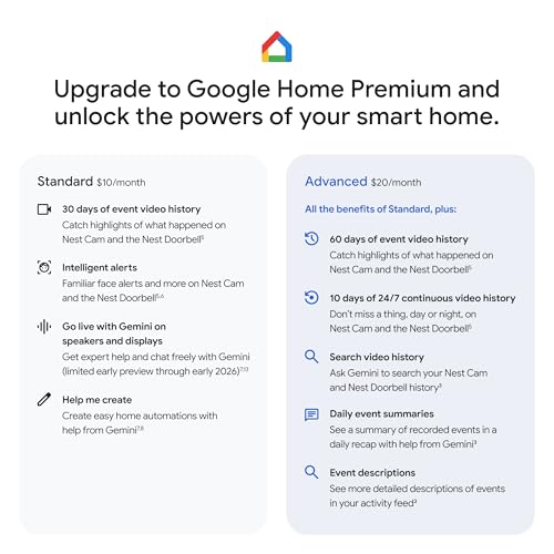 Google Nest Cam Indoor (Wired, 3rd Gen) - Security Camera with 2K Video and Gemini, Night Vision, 2-Way Audio, Works with Google Home - 2025 Model - Snow
