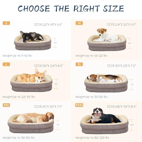 DEBANG HOME Orthopedic Dog Bed for Medium Dogs Breeds, High Density Egg Crate Foam Dog Sofa Beds,Oval Kennel Bed, Pet Couch Bed with Four Sided Bolster, Removable Washable Cover& Non-Slip Bottom