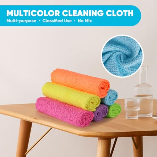 Orighty Microfiber Cleaning Cloth, 24 Pack Highly Absorbent Cleaning Rags, Household Cleaning Supplies, Reusable Microfiber Towels Lint Free Cloths for House, Kitchen, Car Care, 12x11 inch