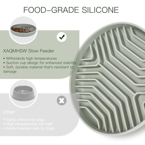 Slow Feeder Dog Bowls, Puzzle Silicone Dog Feeding Bowls with Suction Cups, Anti-Choking, Non-Slip Design, Reduces Boredom, Anxiety, Ideal for Medium to Small Dogs & Cats - XAQMHSW