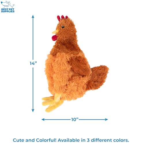 Best Pet Supplies Interactive Squeaky Dog Chew Toy, Ideal Dog Toys for Chewers, Small, Medium & Large Dogs, and Fetch Lovers - Crinkle Chicken (Brown), Large