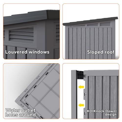 Jatindear Dog House Indoor Outdoor, Waterproof Dog House for Small to Medium Dogs,Easy to Assemble and Clean, Doghouse with Air Vents and Elevated Floor,Openable at The Top,Grey,32.2"×25.12"×24.13"