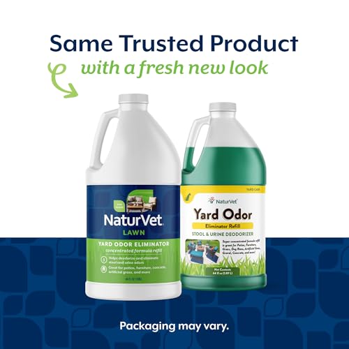 NaturVet - Yard Odor Eliminator - Eliminate Stool and Urine Odors from Lawn and Yard - Designed for Use on Grass, Plants, Patios, Gravel, Concrete & More - 64 oz Refill