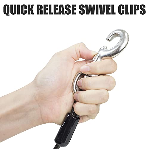 BV Dog Tie Out Cable 25 Feet - Heavy Duty Dog Lead Up to 250 Pounds - Reflective & Rust-Free with Quick Release Swivel Clips & 360° Rotating Clasp - Tangle-Free Dogs Runner for Yard (Grey, Single)
