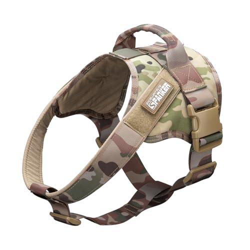 EXCELLENT ELITE SPANKER Tactical Dog Harness Military Patrol Harness No-Pull Service Dog Vest Military Dog Vest Adjustable Training Working Dog Vest with Handle for Medium Large Dogs(MCP-L)