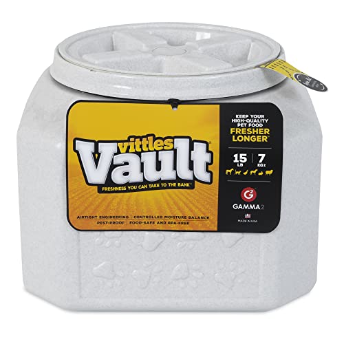Gamma2 Vittles Vault Dog Food Storage Container with Airtight Lid, holds up to 10-15 Pounds of Dry Pet Food, Cat Kibble and Bird Feed, BPA Free, Made in USA
