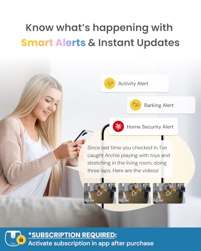 Furbo 360° Dog Camera + Mini [New Subscription Required at Setup] 2-Camera Bundle Nanny Pro Subscription: Dog Safety & Home Security Alerts, Pet Camera with Speaker, Phone App & Night Vision