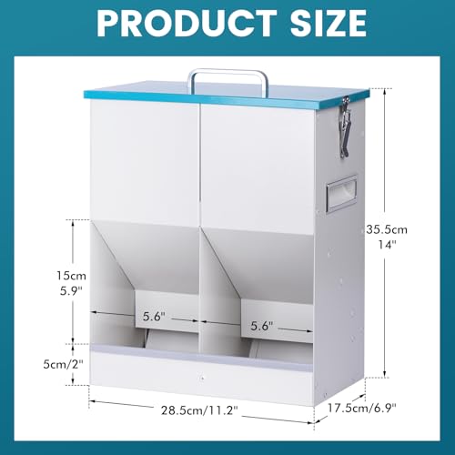 KHEARPSL Automatic Cat Feeder for 2 Cat, 42cups/10L Automatic Pet Feeder for Dogs and Cats, Multiple Cats Feeder Outdoor Large Capacity Galvanized Steel Gravity Pet Dog Dry Food Dispenser (10L)