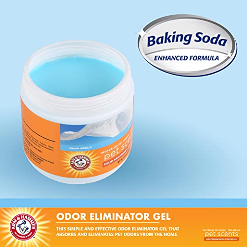 Arm & Hammer Pet Scents Gel Odor Eliminator, Baking Soda Deodorizer for Pet Rooms, Litter Box Areas, and Indoor Spaces, Long-Lasting Solid Gel Format, Fresh Breeze Scent, 15 Oz