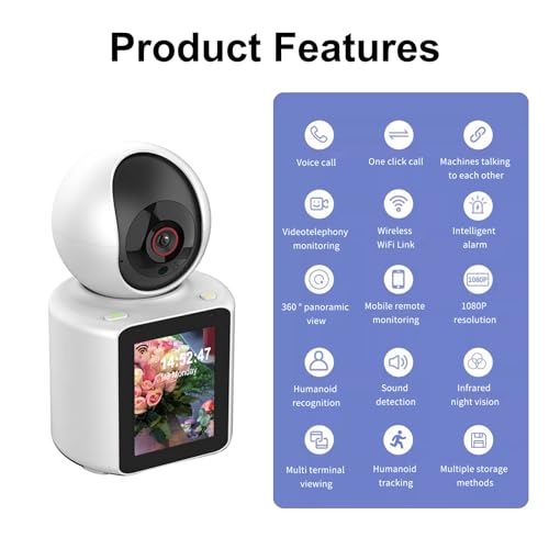 LASTCOW Two Way Pet Camera with 2.8 inch HD Screen, 1080P Video Calling Camera for Indoor Home Security, Indoor Home Nanny/Dog/Baby Security Device with Phone App