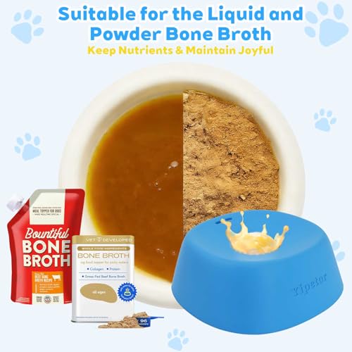 Yipetor Slow Feeder Dog Bowls for Liquid Treat, 【Enrichment Ball-Roll】 Bone Broth Dog Lick Bowl, 3/4 Cup Yogurt Pup Lick Toy for Large Medium Small Breeds Dietary Supplement/Post-op Nutrition