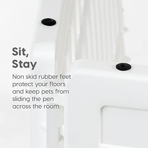 IRIS USA Dog Playpen 24" 4-Panel Puppy Playpen, 35 x 35 x 24, Puppy Fence, Dog Playpen, Dog Play Pen Indoors, Pet Fence, Puppies/Small Dogs, White