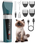 oneisall Cat Clippers for Matted Hair, 5-Speed Quiet Cat Grooming kit, Cordless Pet Shaver for Long Hair,Waterproof Pet Trimmer, Pet Clippers for Cats(Green)