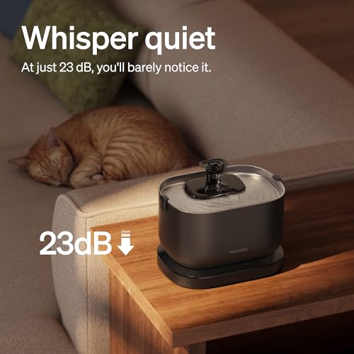 PETLIBRO Cat Water Fountain, Cordless Pet Water Fountain Battery Operated, 2.5L/84oz Dockstream Water Fountains for Cats Indoor, Cat Fountain with Stainless Steel Tray, Easy to Clean BPA-Free