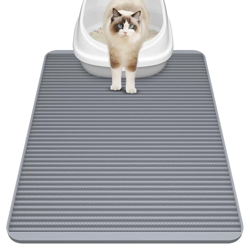 Filmicy Silicone Cat Litter Mat - 31' x 23' Waterproof Large Kitty Mat, Non-Slip, Durable, Easy Clean & Washable Cat Litter Tray Mat for Scatter Control